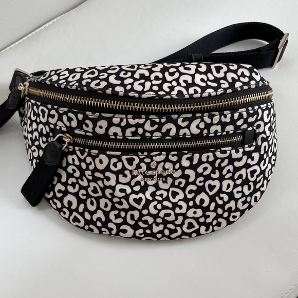 kate spade Handbags - Kate Spade Black and White leopard Print bum bag / pouch